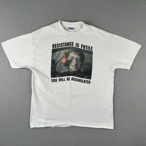 Vintage 90s Microsoft Bill Gates Shirt Men's XL Resistance Is Futile Tech